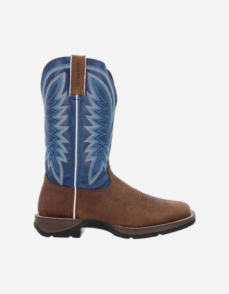 Rebel Leather Men's Saddle Brown/Demin Blue Boots