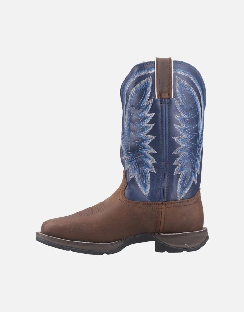 Rebel Leather Men's Saddle Brown/Demin Blue Boots