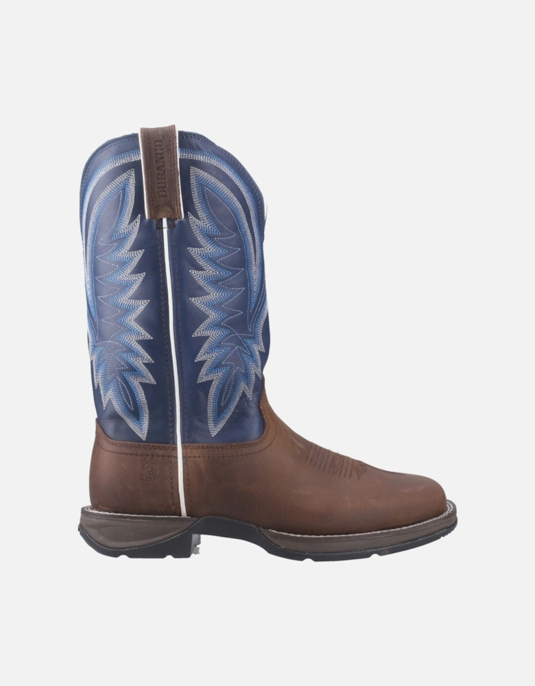 Rebel Leather Men's Saddle Brown/Demin Blue Boots