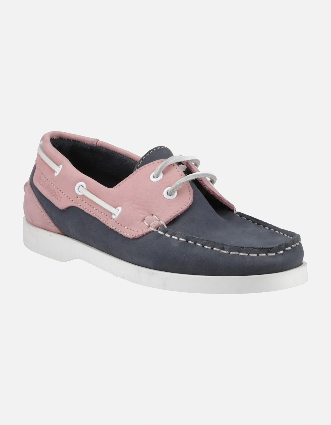 Isabel Leather Women's Navy/Pink Boat Shoes, 6 of 5