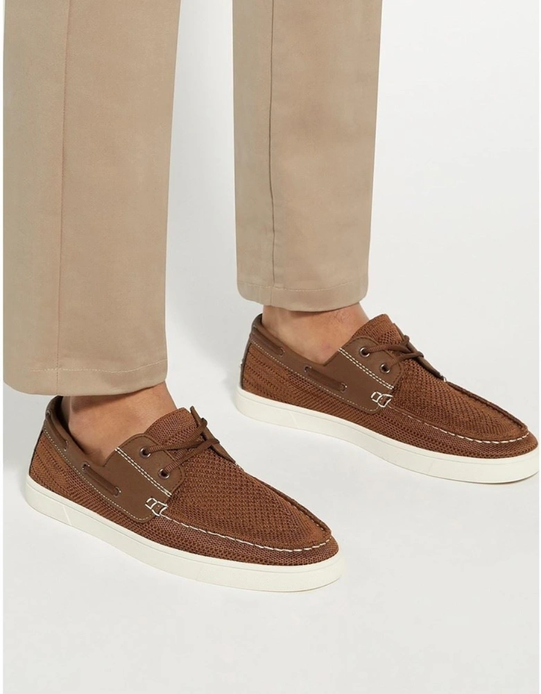 Dune Blaizerss Fabric Men's Tan Boat Shoes