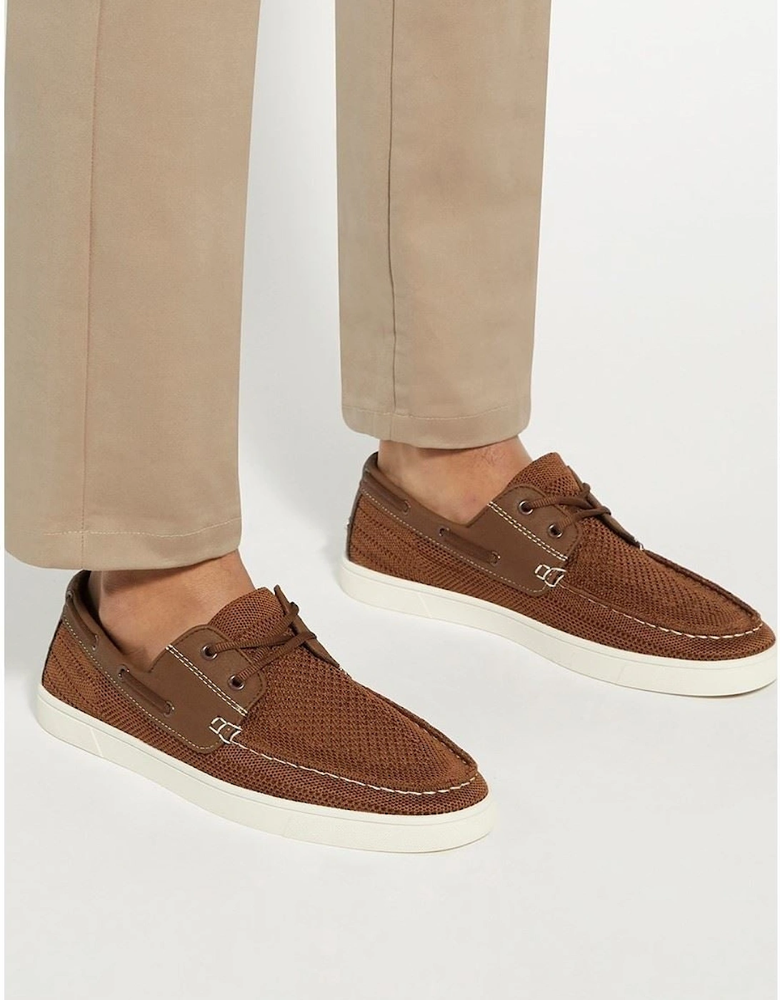 Dune Blaizerss Fabric Men's Tan Boat Shoes