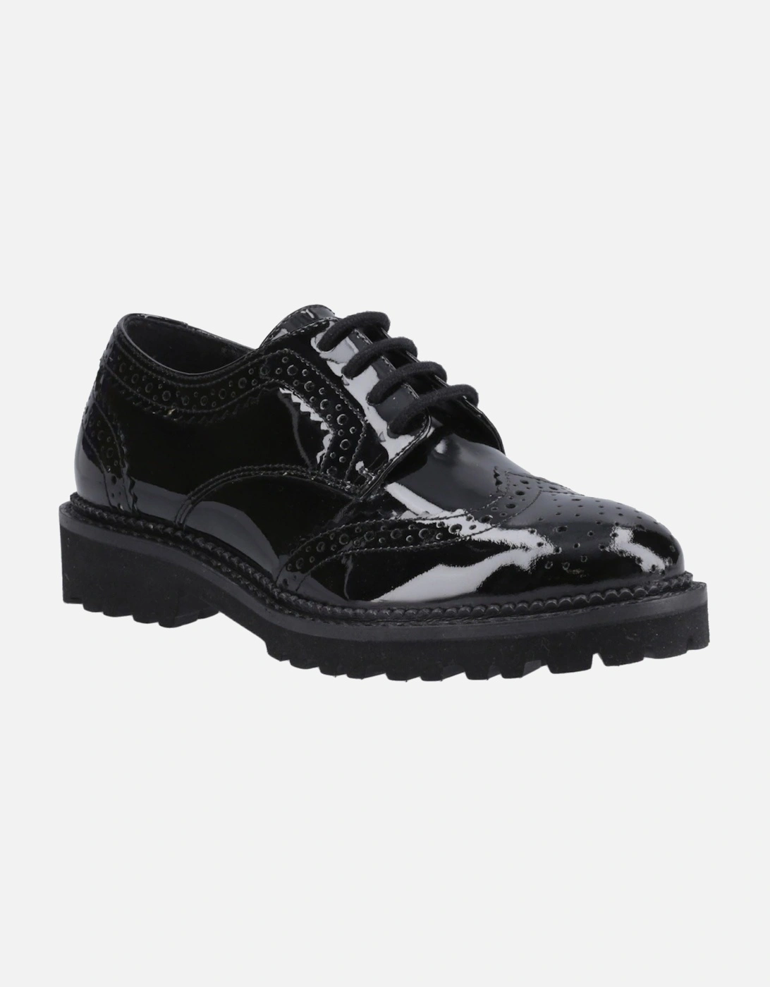 Hush Puppies Girls Black  Gabi Lace Up Patent Leather Junior Brogues - Size UK 1 / Eu 33 / Us 2 Kids