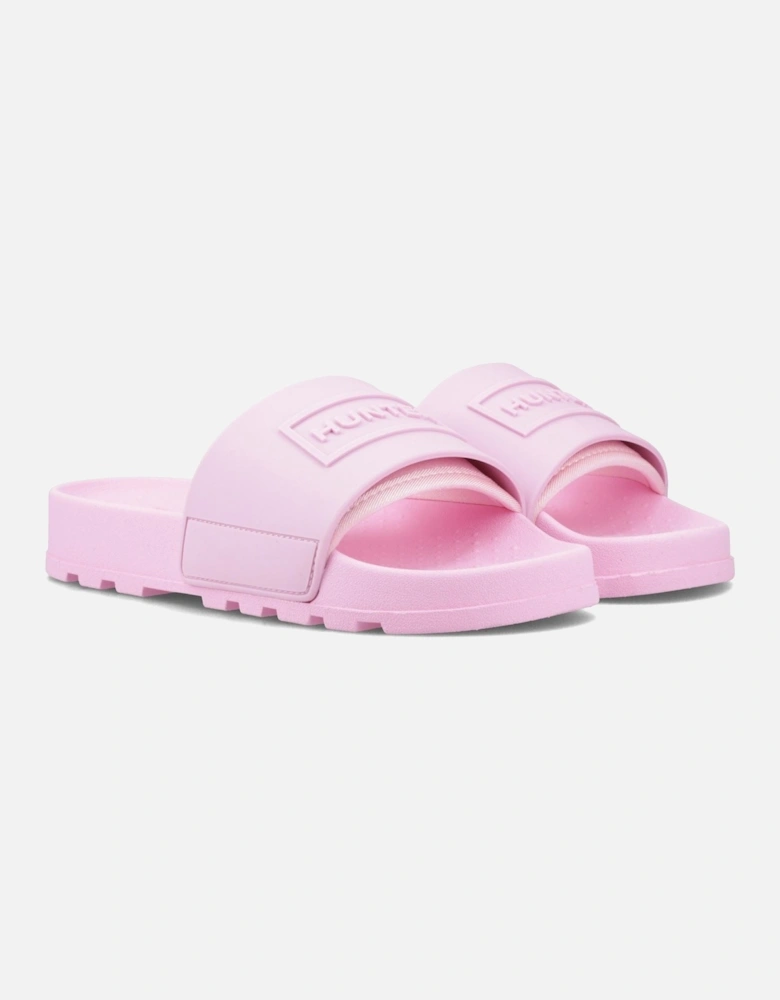 Core Embossed Slider Polyester Women's Prism Pink Slides