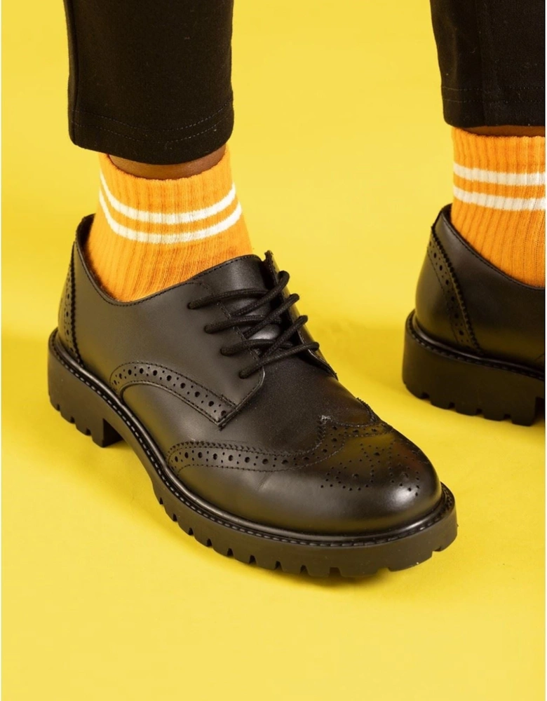 Athena Senior Leather Girls's Black Brogues