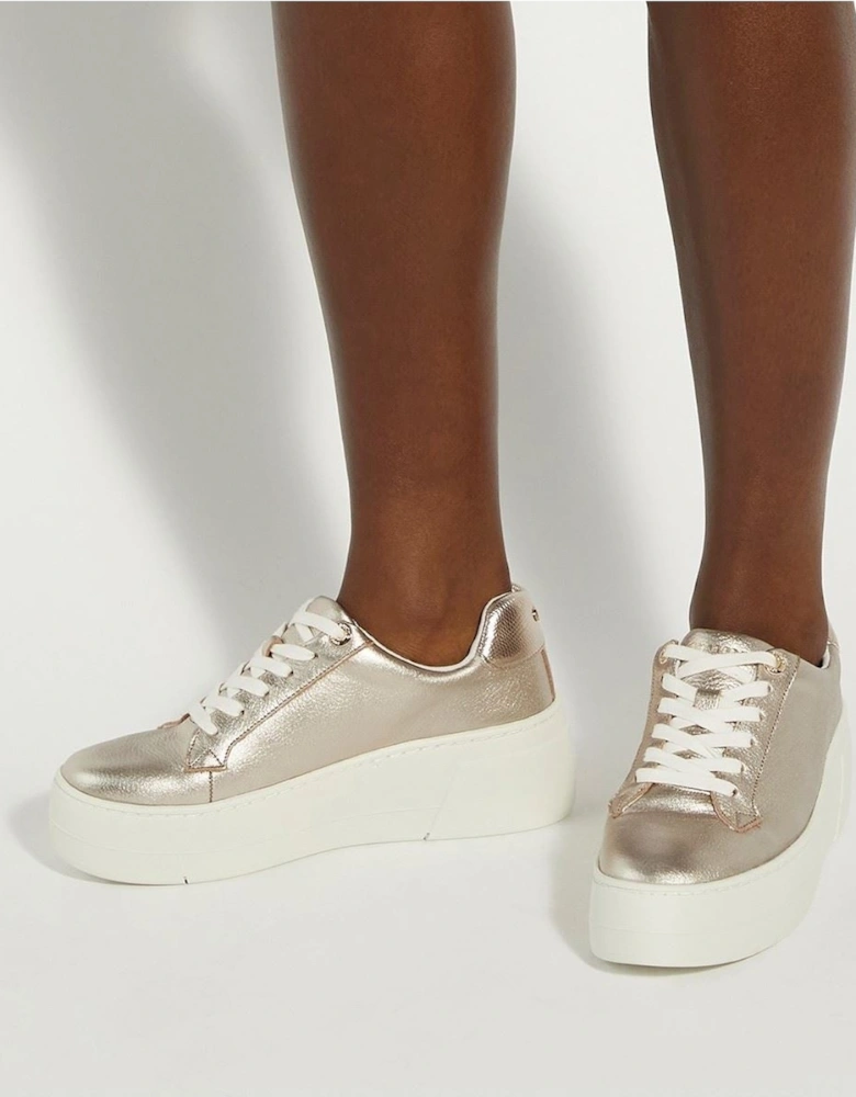 Dune Episode Leather Women's Gold Trainers