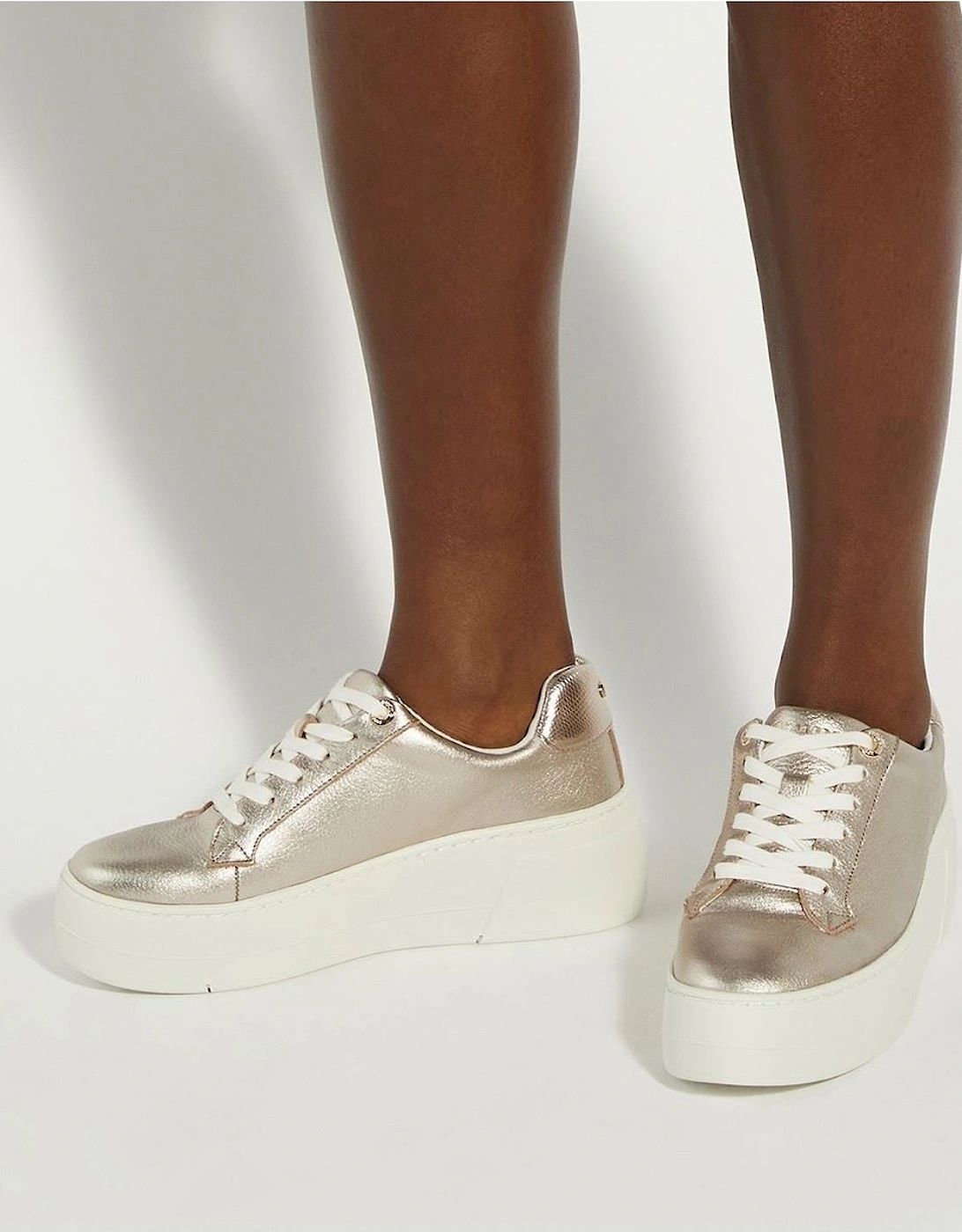 Dune Episode Leather Women's Gold Trainers