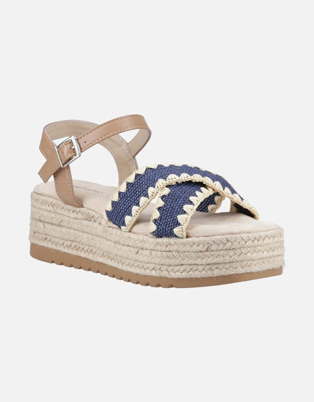 Jemma Espadrille Polyurethane Women's Navy Sandals, 6 of 5