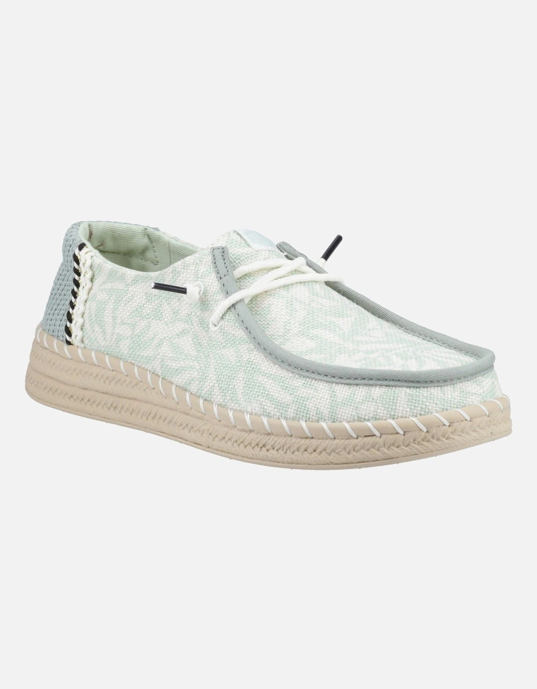HEYDUDE Wendy Espadrille Retro Palm Cotton Blend Women's Celadon Green/White Espadrilles, 10 of 9