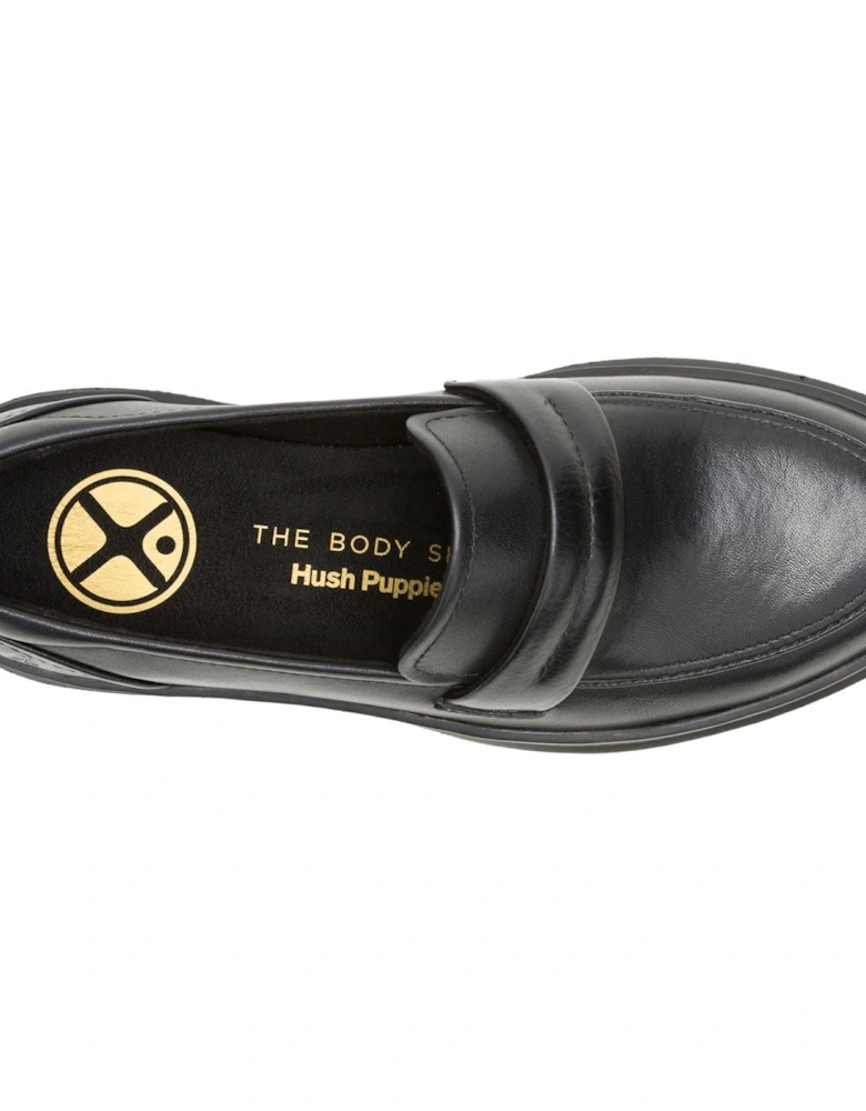 Joy Penny Leather Women's Black/Black Loafers