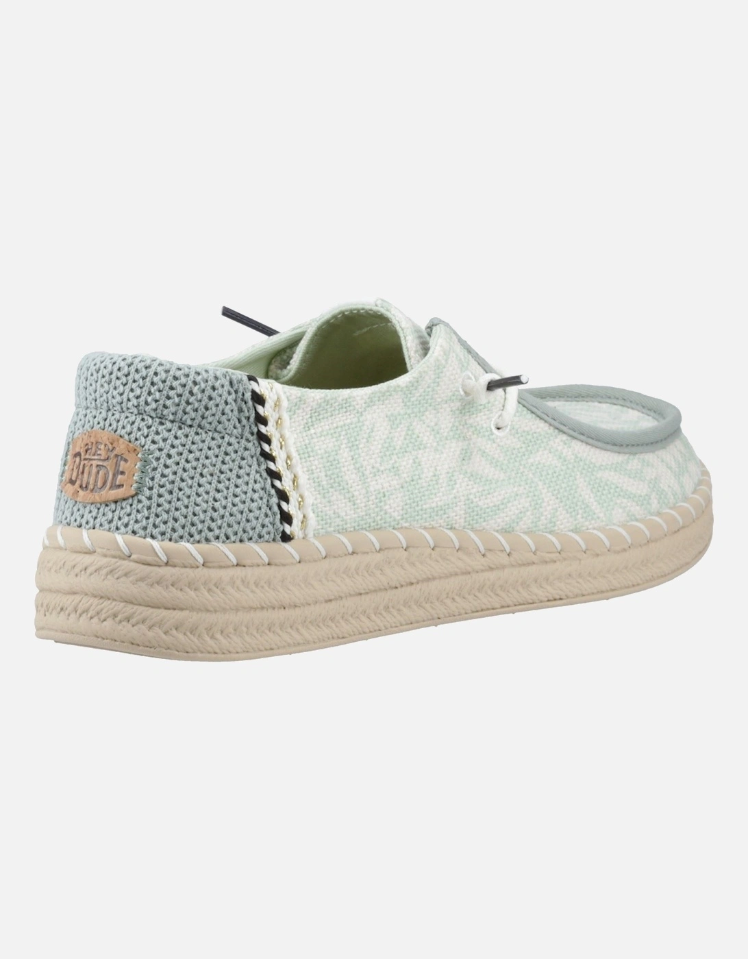 HEYDUDE Wendy Espadrille Retro Palm Cotton Blend Women's Celadon Green/White Espadrilles