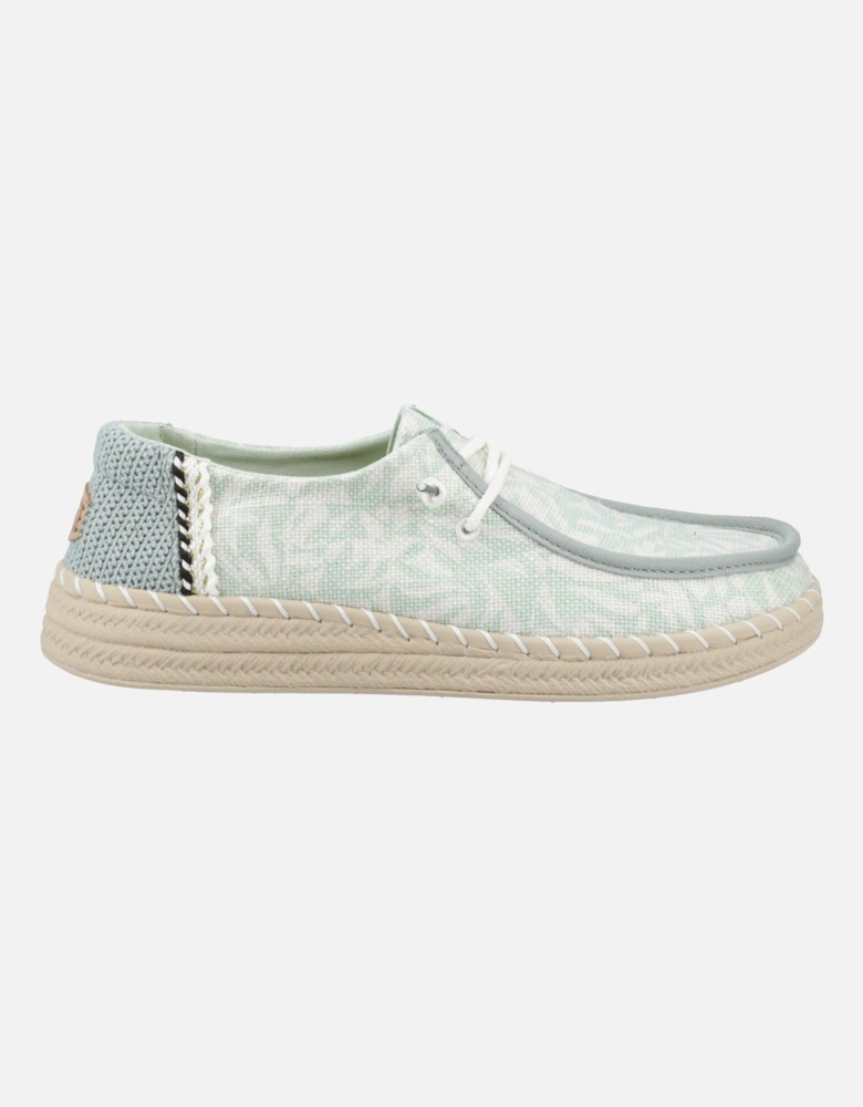 HEYDUDE Wendy Espadrille Retro Palm Cotton Blend Women's Celadon Green/White Espadrilles