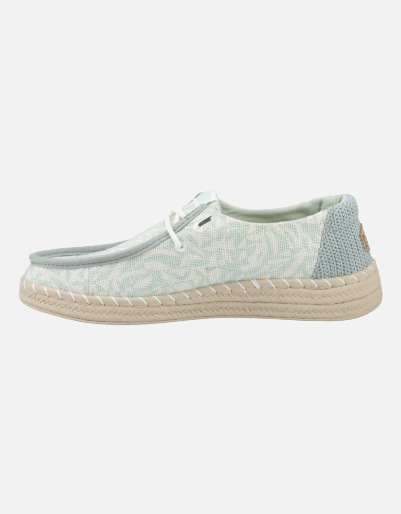 HEYDUDE Wendy Espadrille Retro Palm Cotton Blend Women's Celadon Green/White Espadrilles