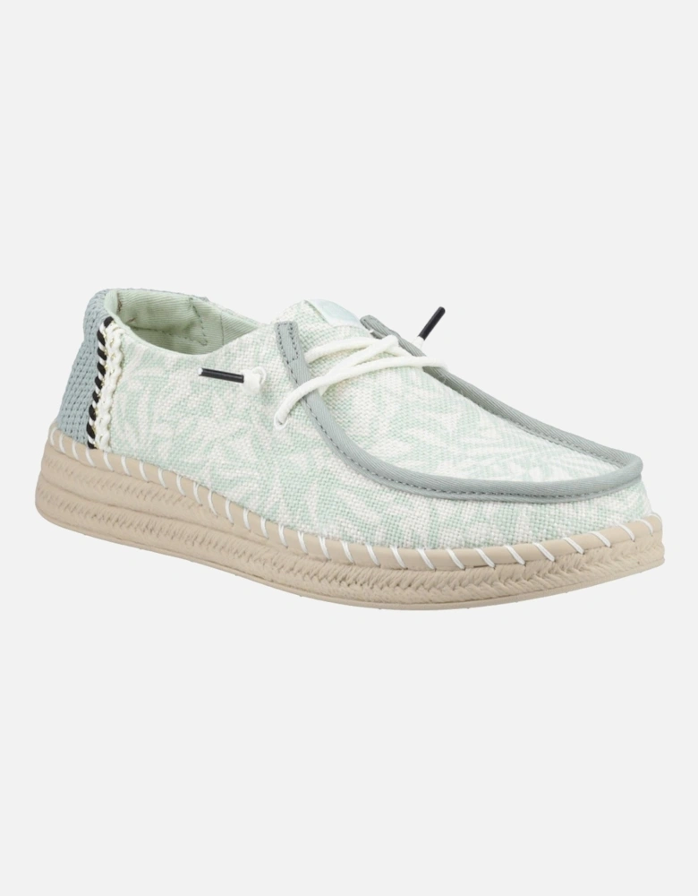 HEYDUDE Wendy Espadrille Retro Palm Cotton Blend Women's Celadon Green/White Espadrilles