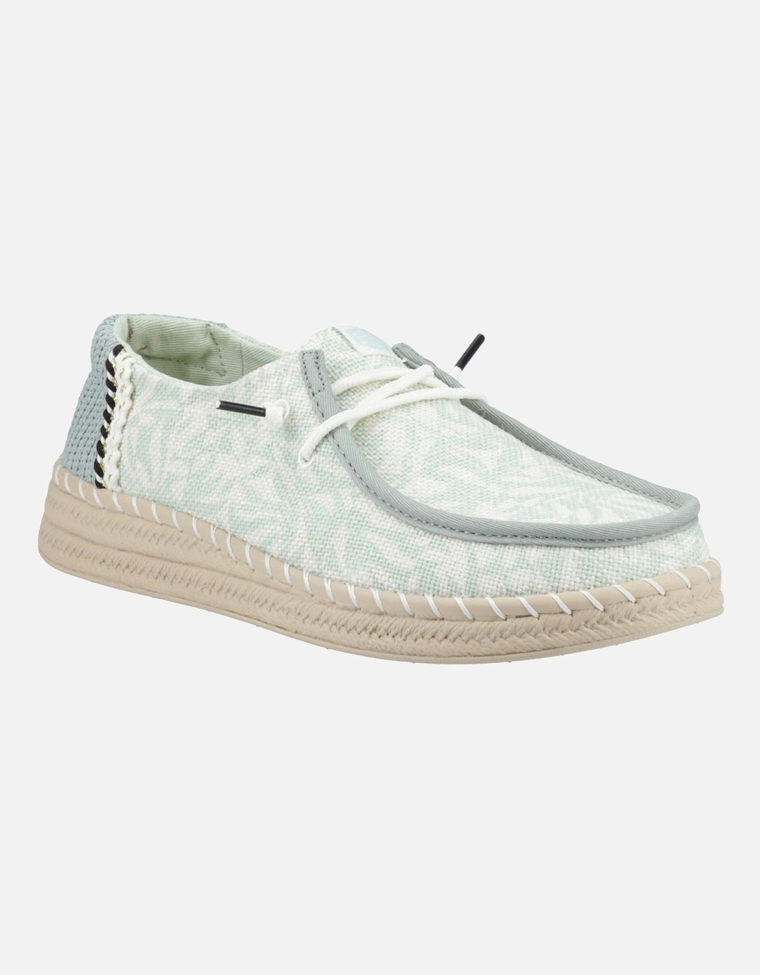 HEYDUDE Wendy Espadrille Retro Palm Cotton Blend Women's Celadon Green/White Espadrilles