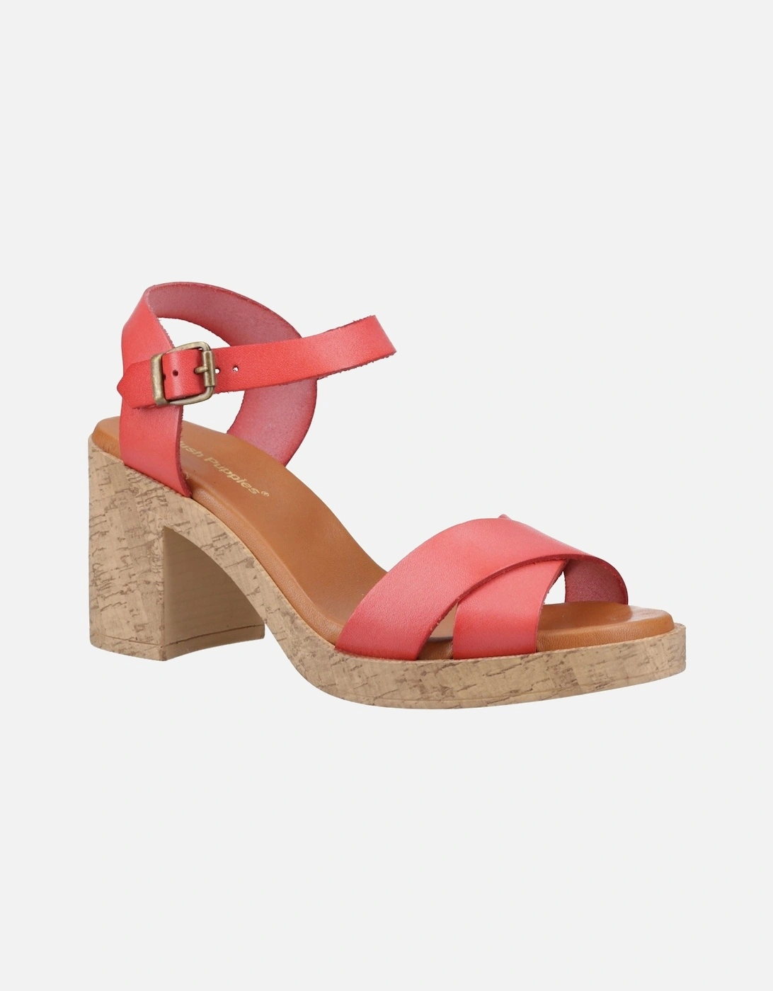 Hush Puppies Women's Hush Puppies Georgia Cork Leather Women's Coral Sandals - Red