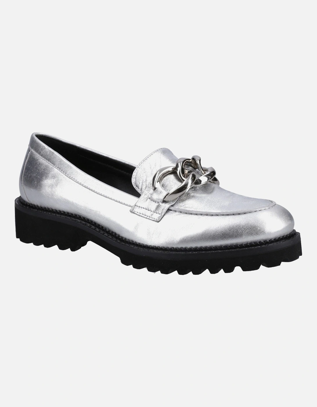 Gianna Leather Women's Silver Loafers, 6 of 5