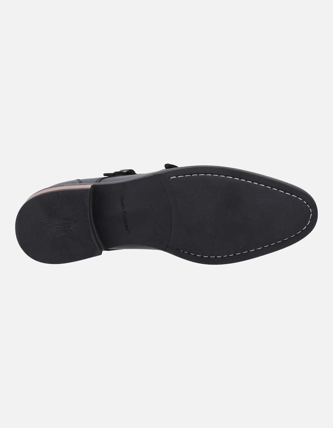 David Leather Men's Black Double Monk Shoes