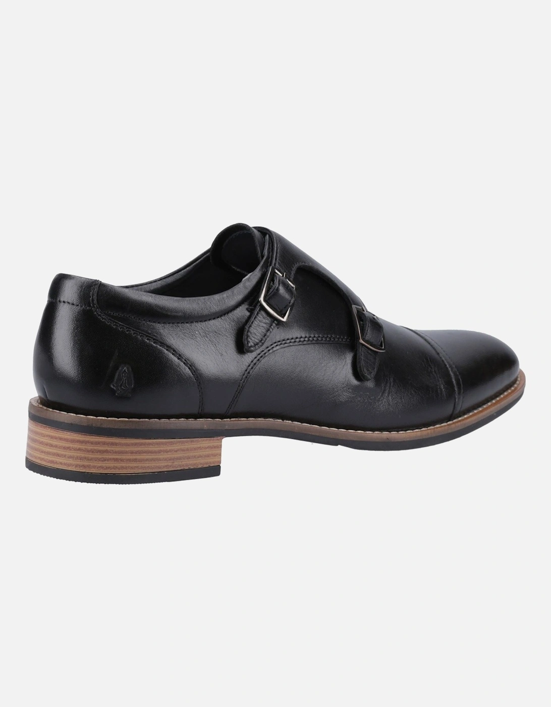 David Leather Men's Black Double Monk Shoes
