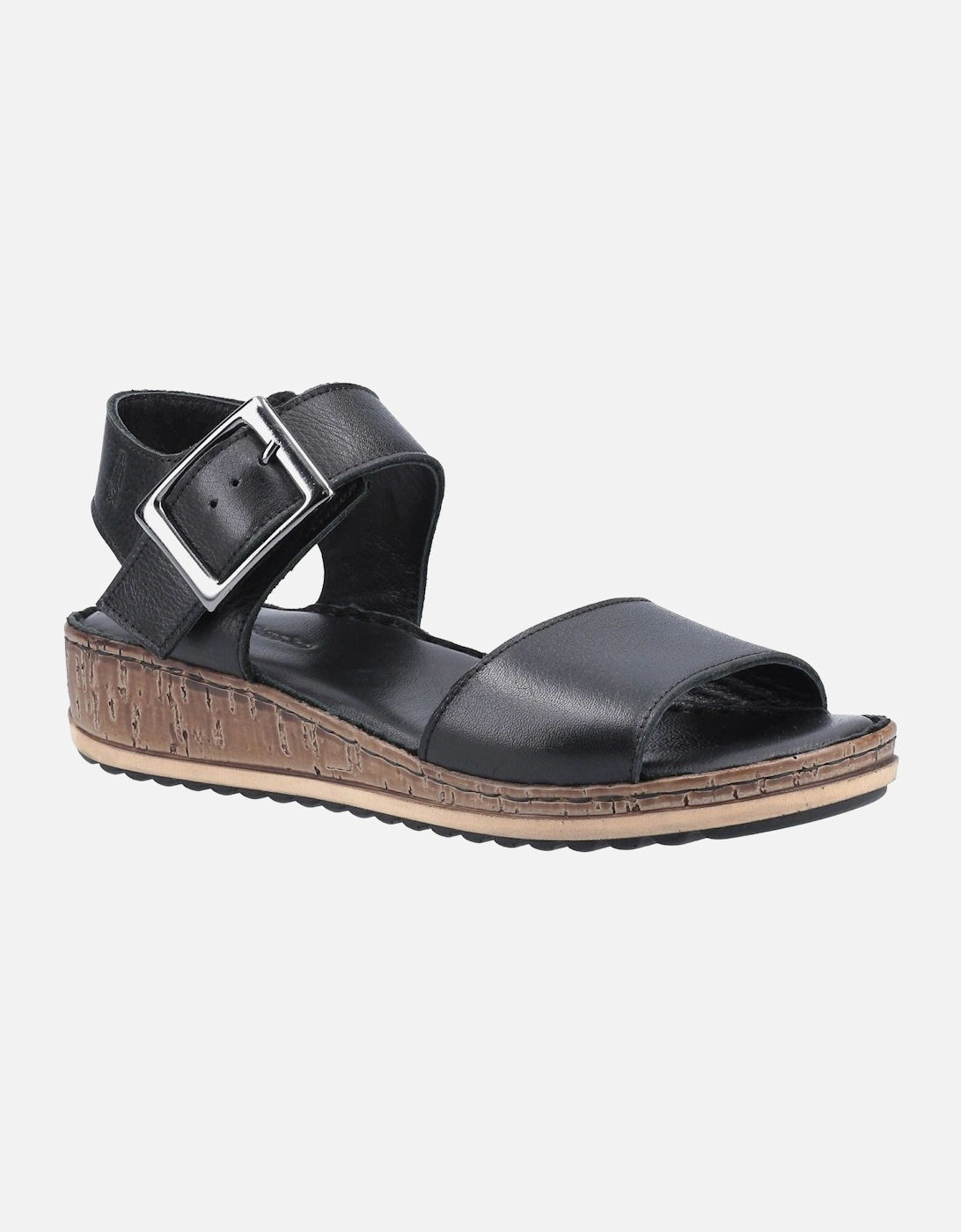 Ellie Wide Leather Women's Black Sandals, 5 of 4