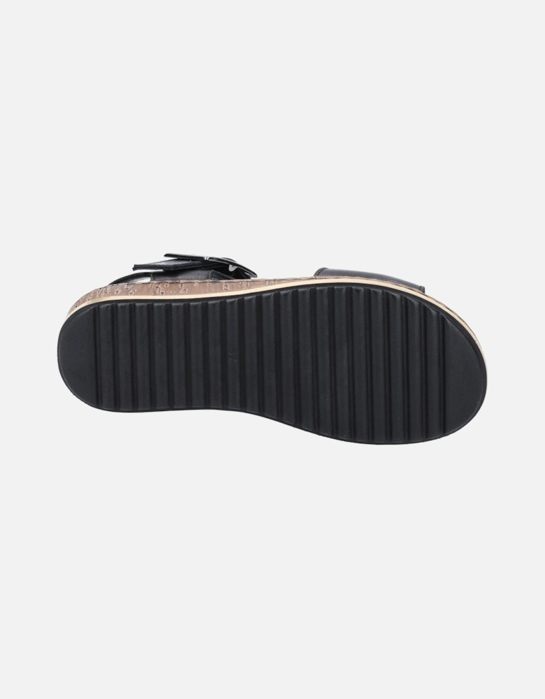 Ellie Wide Leather Women's Black Sandals