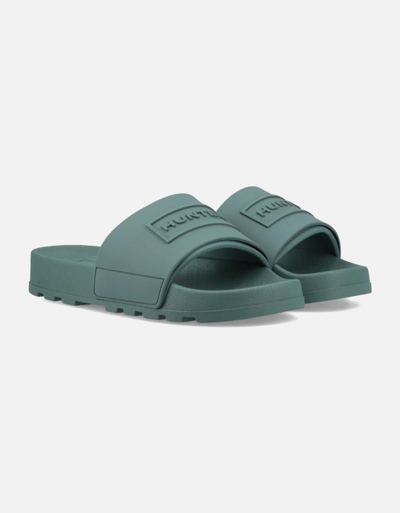 Core Embossed Slider Polyester Green Slides