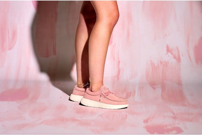 HEYDUDE Wendy COMF Suede Leather Women's Rose Pink/Whisper Pink Moccasins Shoes