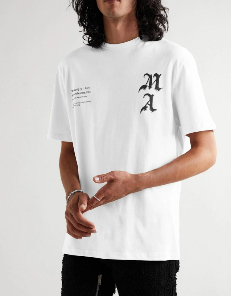 X WES LANG CHECKER SKULL TEE WHITE