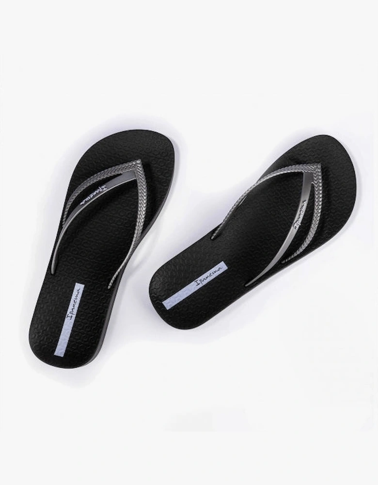 BOSSA SOFT Womens Platform Vegan Flip-Flops Gun Black