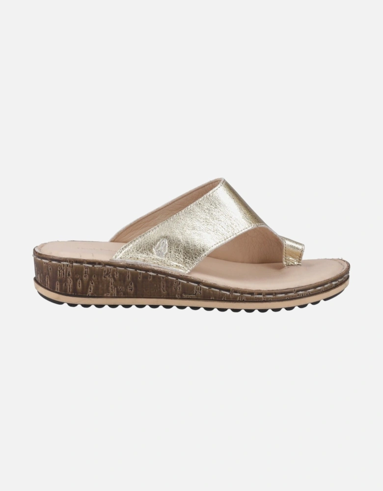Elissa Toepost Suede Women's Gold Sandals