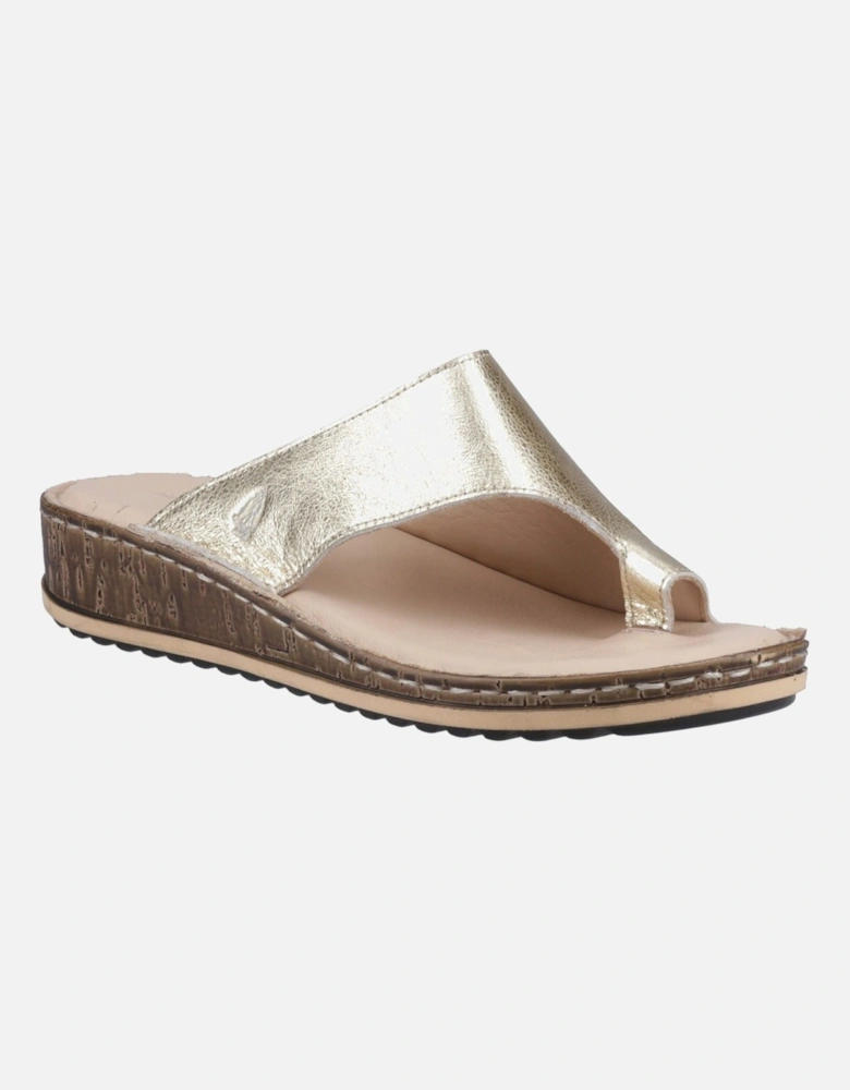 Elissa Toepost Suede Women's Gold Sandals