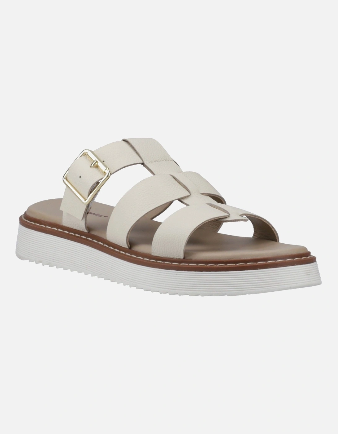 Celeste Slide Leather Women's Cream Sandals, 6 of 5