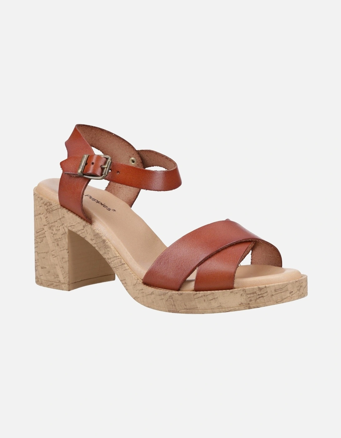 Hush Puppies Women's Hush Puppies Georgia Cork Leather Women's Tan Sandals - Brown