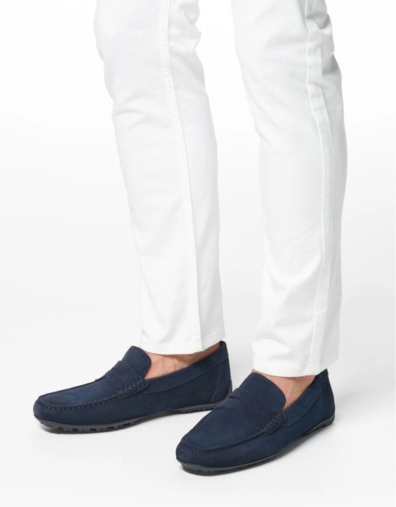 U KOSMOPOLIS + GRIP Leather Men's Navy Loafers