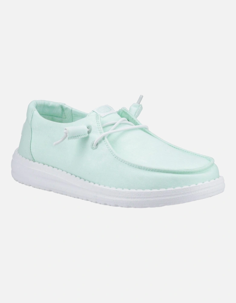 HEYDUDE Wendy Canvas 100% Cotton Women's Bay Blue Moccasins Shoes