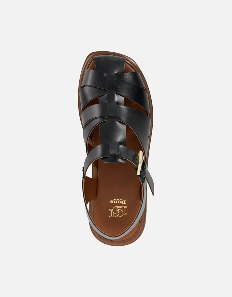 Dune Lisherman Leather Women's Black Sandals