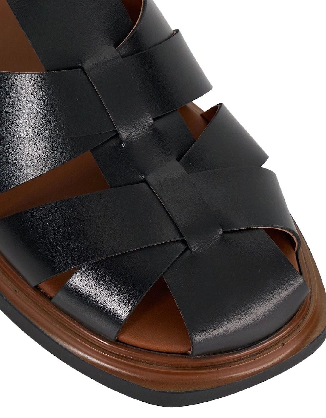 Dune Lisherman Leather Women's Black Sandals