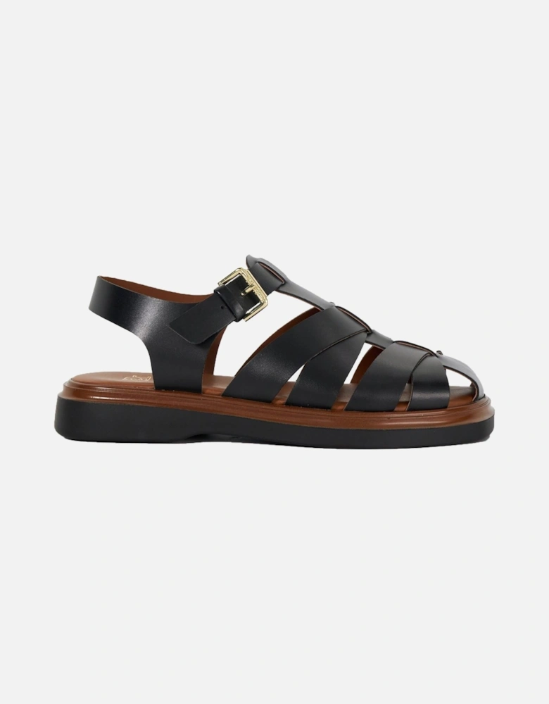 Dune Lisherman Leather Women's Black Sandals