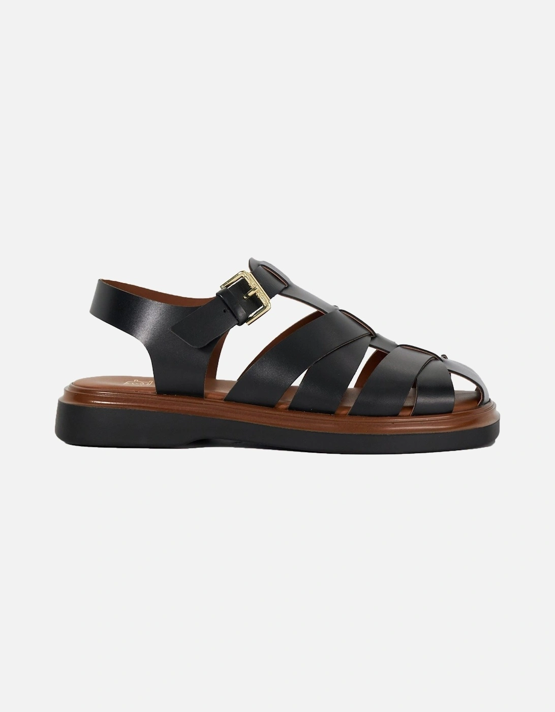 Dune Lisherman Leather Women's Black Sandals