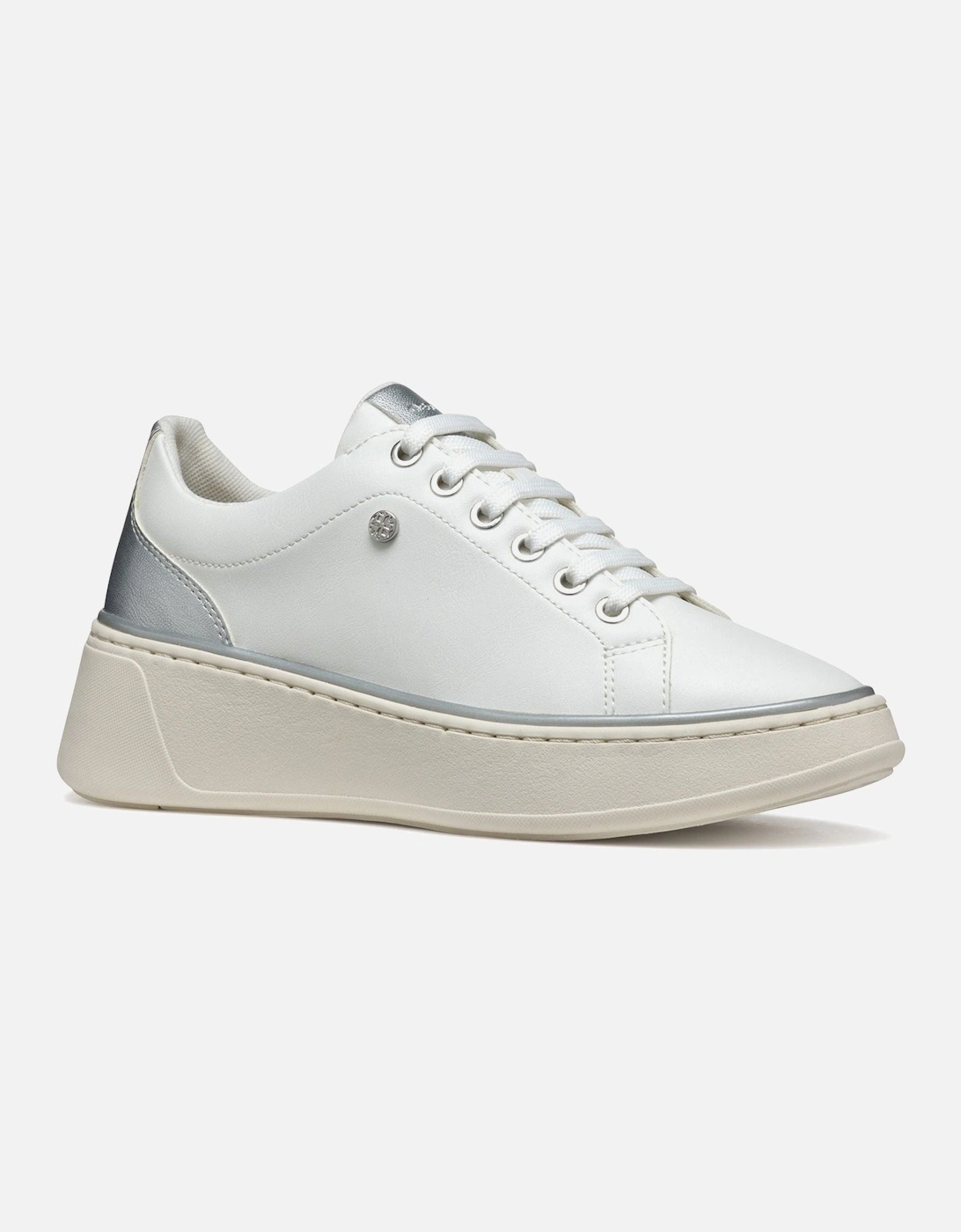 D SUNNETTY Synthetic Polyurethane Women's White/Silver Trainers, 6 of 5