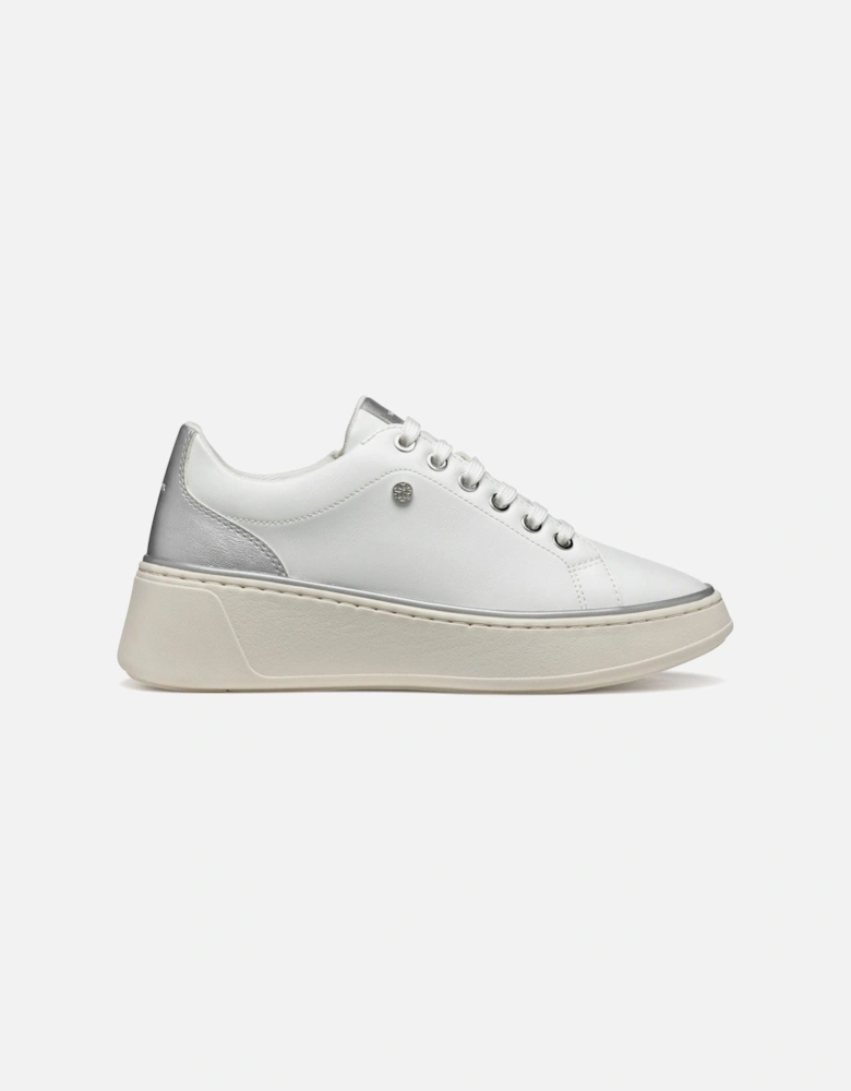 D SUNNETTY Synthetic Polyurethane Women's White/Silver Trainers