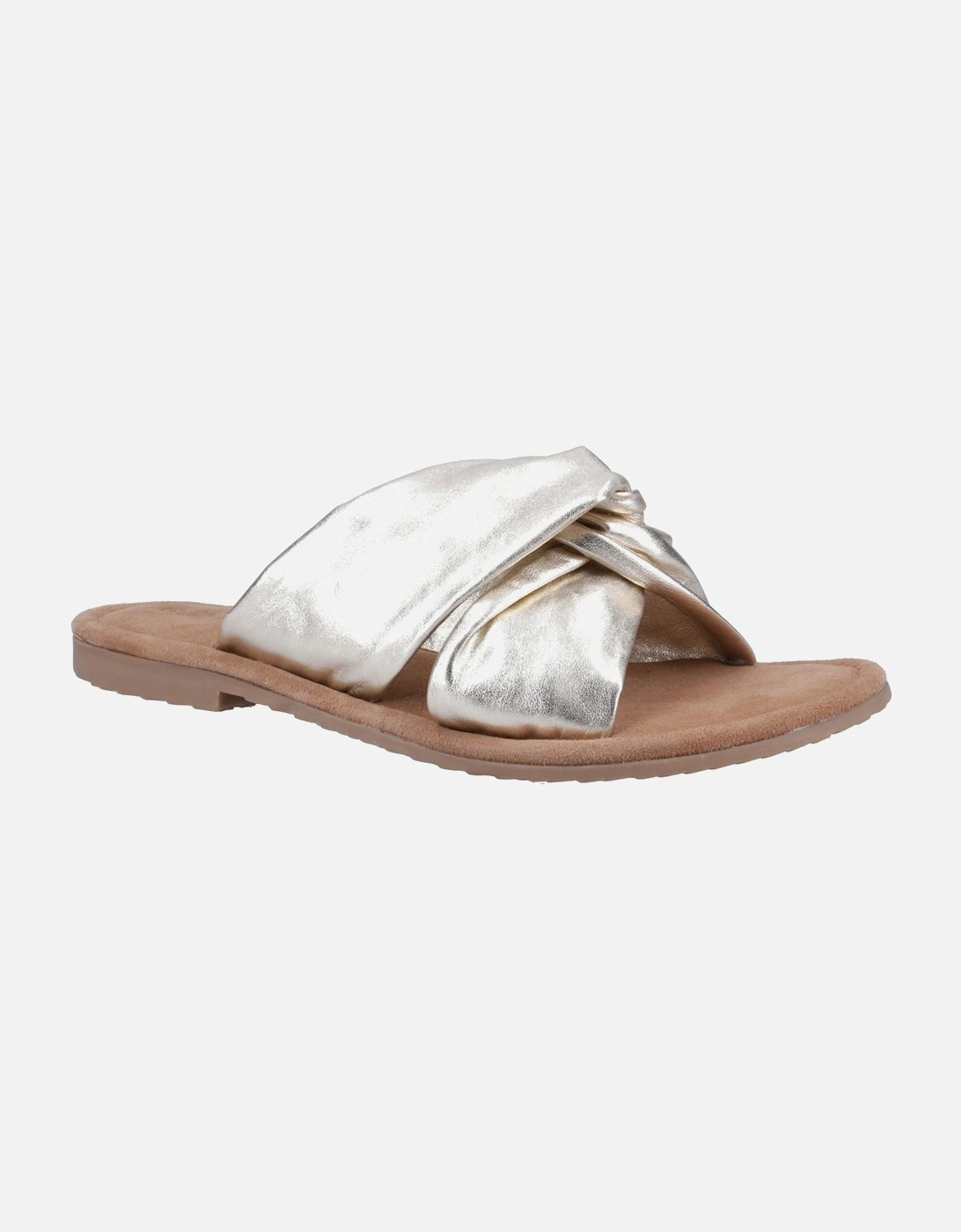 Amy Wide Fit Leather Women's Gold Sandals, 5 of 4