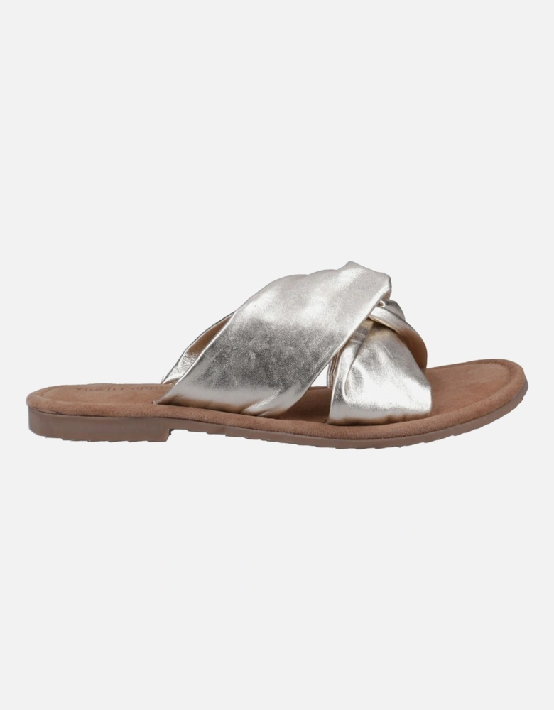 Amy Wide Fit Leather Women's Gold Sandals