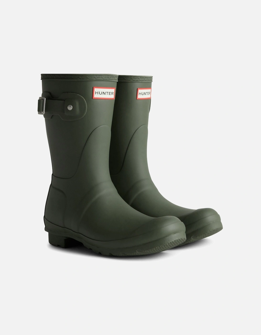 Women's Hunter Original Short Boot Rubber Women's Dark Olive Wellington Boots - Green - Size: 8