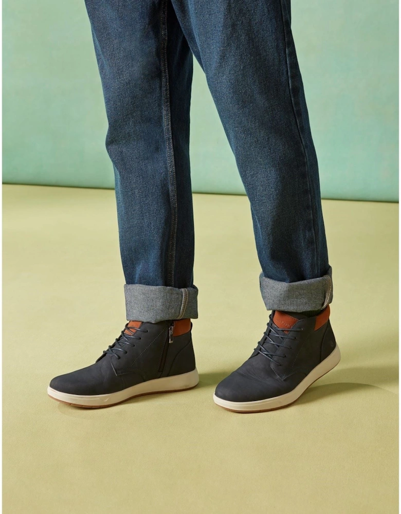 Bronko Chukka Leather Men's Navy Boots