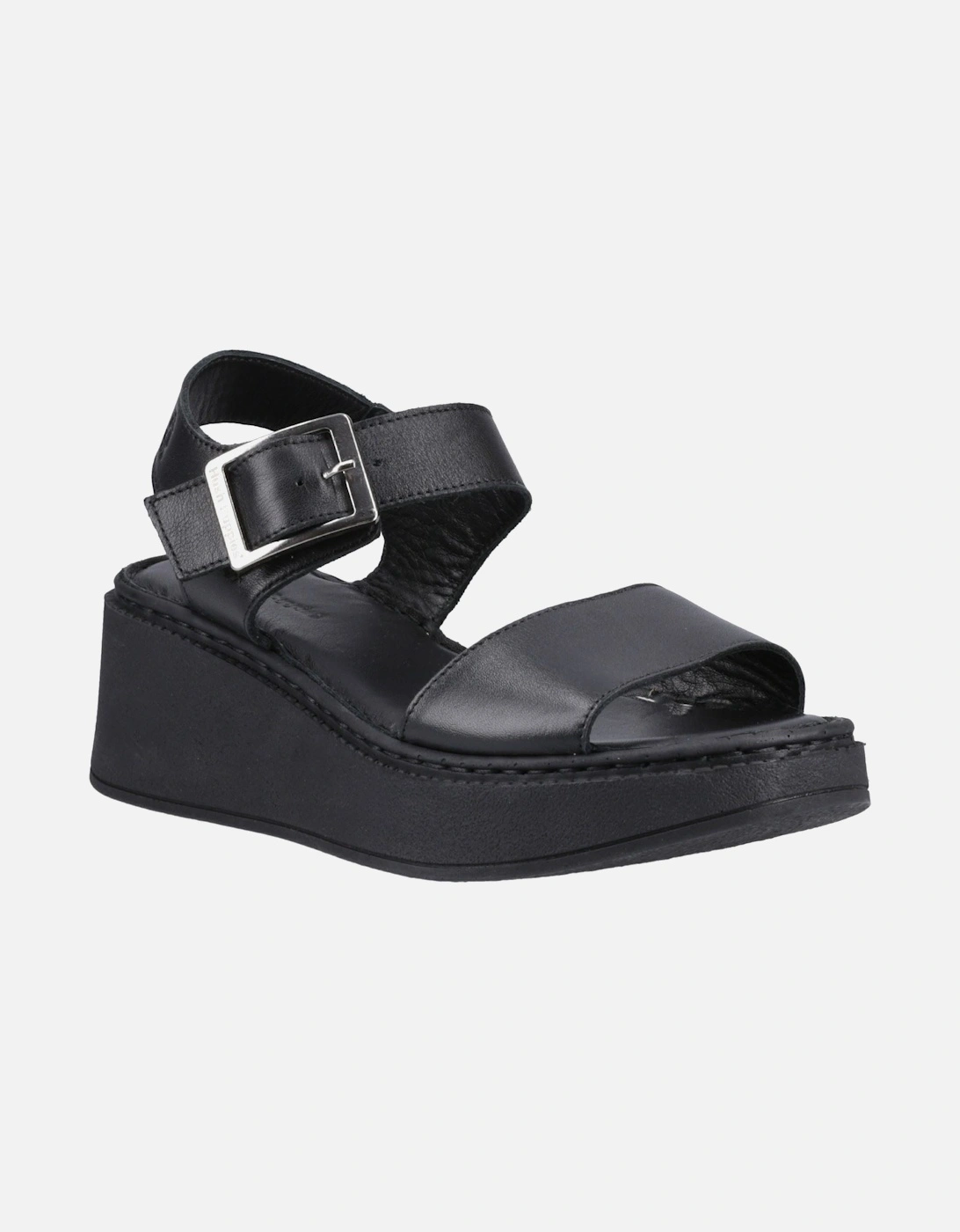 Beatrix Wedge Leather Women's Black Wedges, 6 of 5