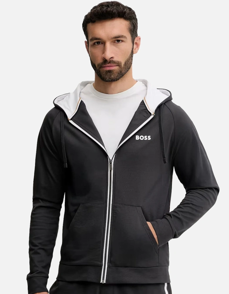 BOSS Full Zip Hooded Track Top Jacket Dark Grey