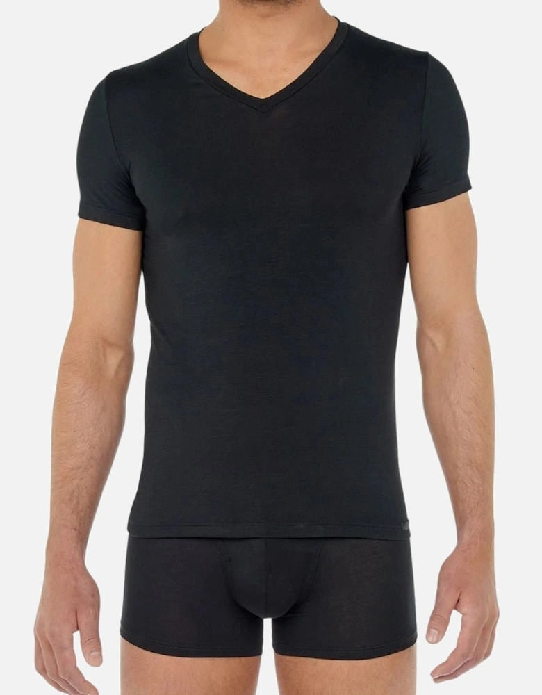 Tencel Soft V-Neck T-Shirt, Black