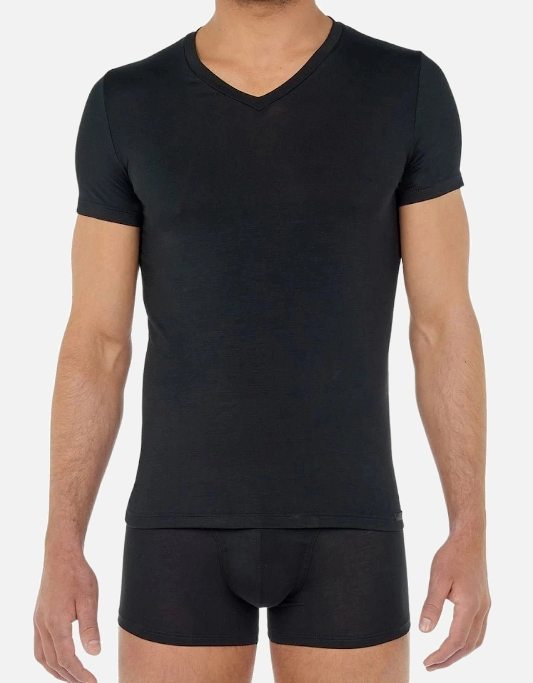 Tencel Soft V-Neck T-Shirt, Black