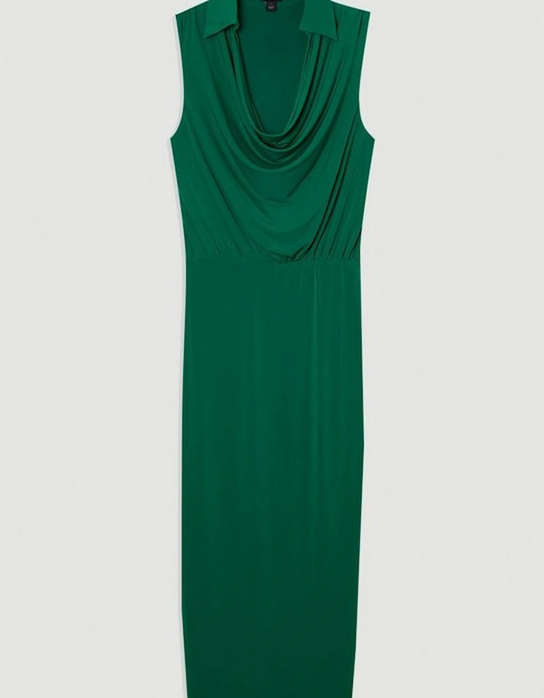 Drape Collared Crepe Maxi Dress